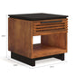 Graceland Slatted Solid Wood Side Table 1 Drawer, Black & Bourbon Finish 24" - Revel Sofa 