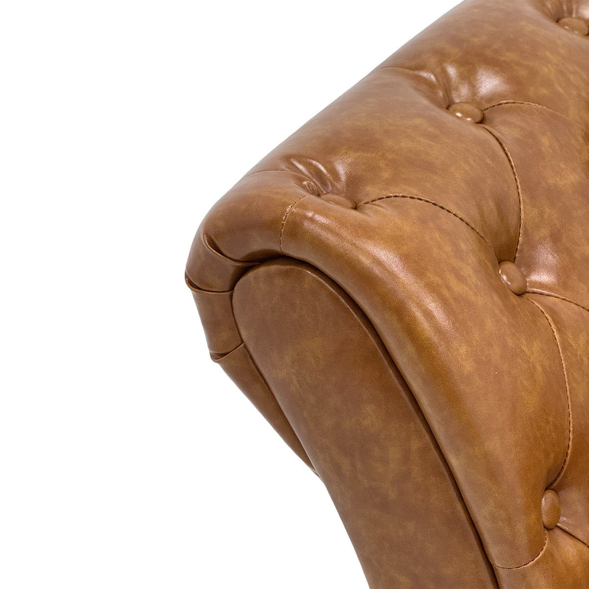 Barrington Chesterfield faux leather sofa in light brown