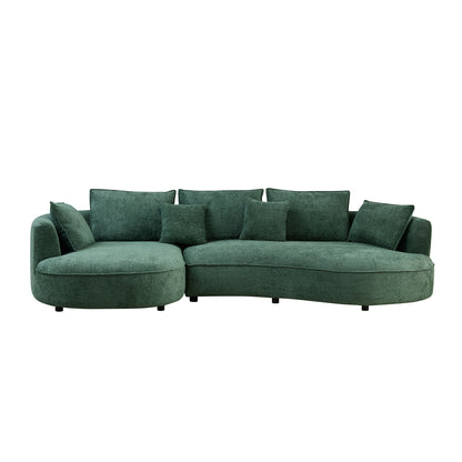 Ilford Green Boucle Modular Sectional – 124.8" Curved Sofa with Left-Facing Chaise