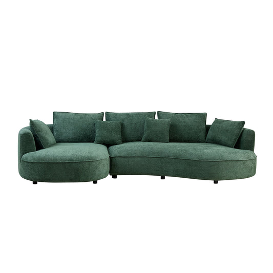 Ilford Green Boucle Modular Sectional – 124.8" Curved Sofa with Left-Facing Chaise