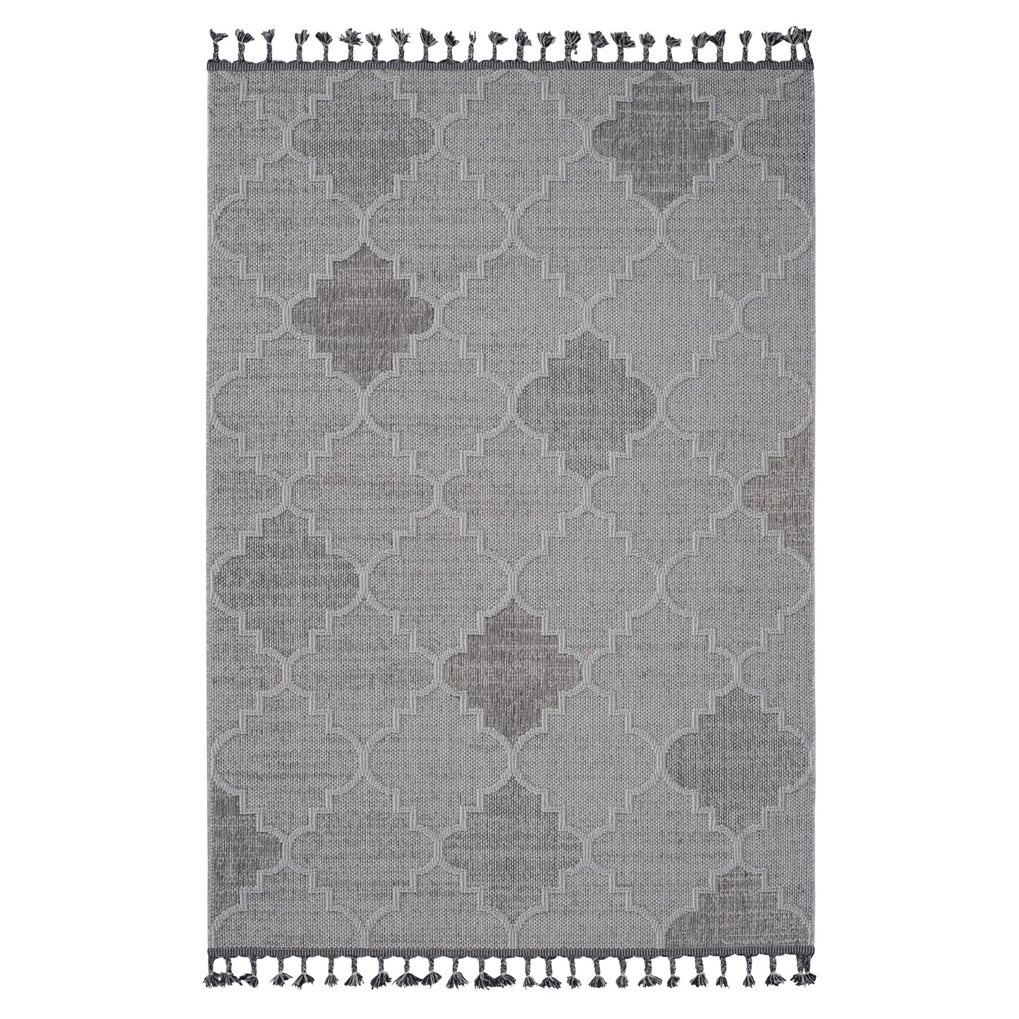 Guros White & Gray Polypropylene Area Rug (Trellis)
