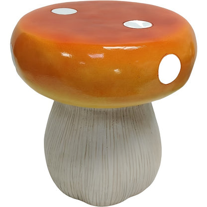 Mushroom Model Statue Stool, Outdoor Garden Resin Stool, 13.8-inch Oversized Forest Base Mushroom Model Stool