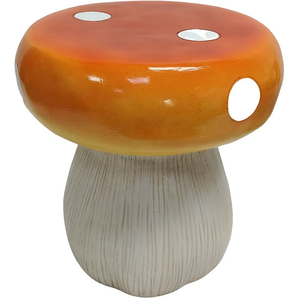 Mushroom Model Statue Stool, Outdoor Garden Resin Stool, 13.8-inch Oversized Forest Base Mushroom Model Stool