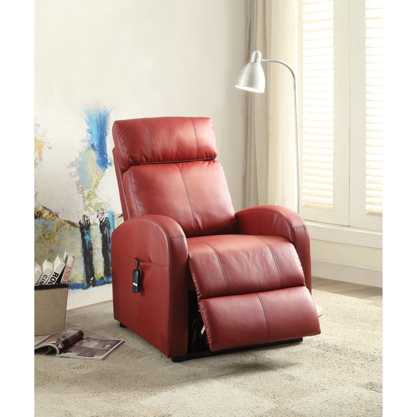 Ricardo Red PU Recliner – 28"W Recliner