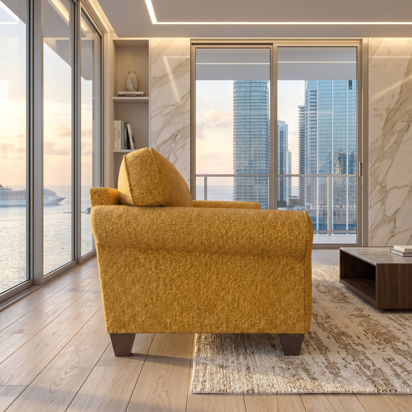 Augusta Sofa – Made in USA, Custom Fabric Options, 83" Classic Design - Hepburn Chai Tea - Fabric (4)