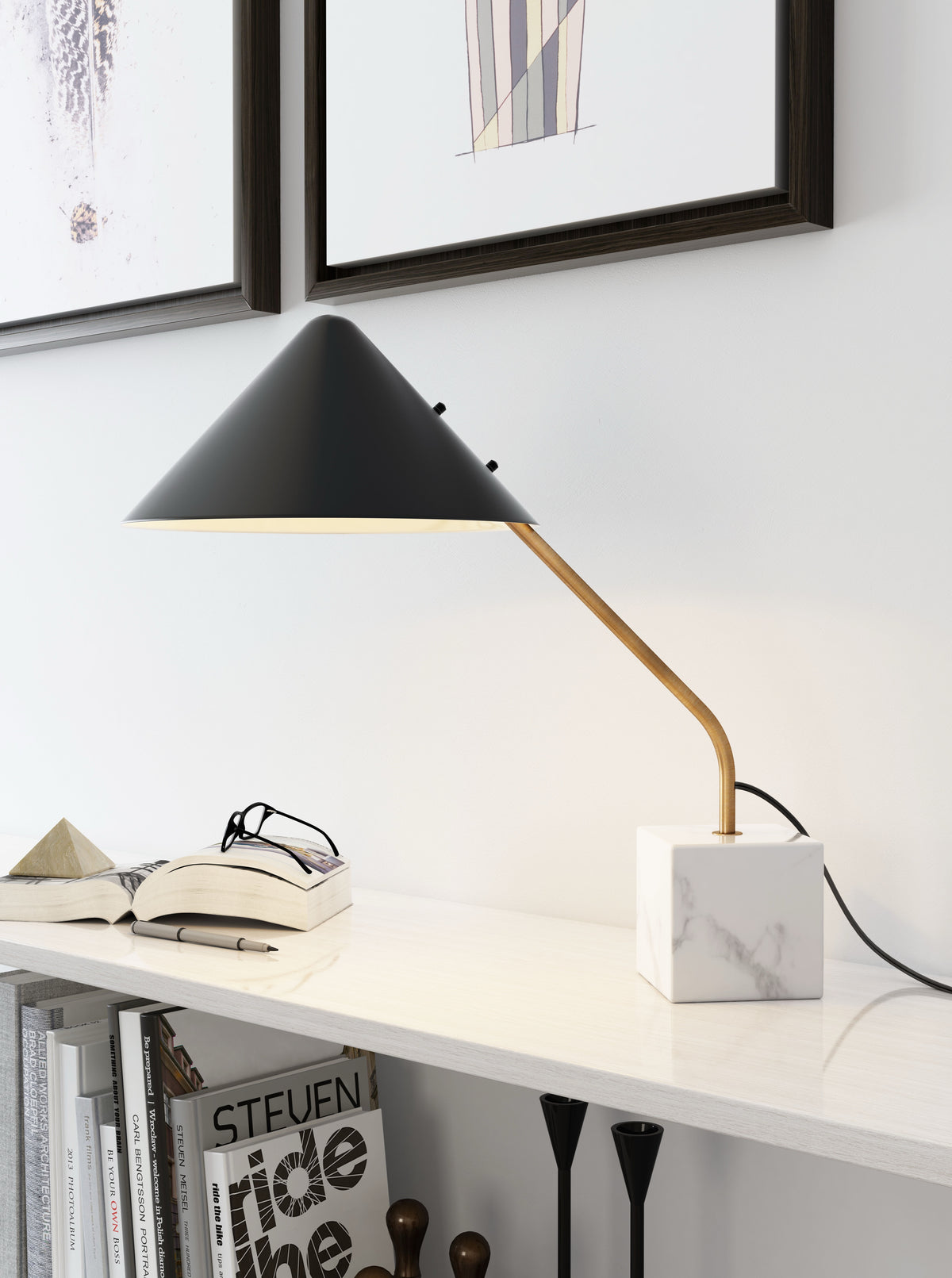 Pike Black & White Table Lamp