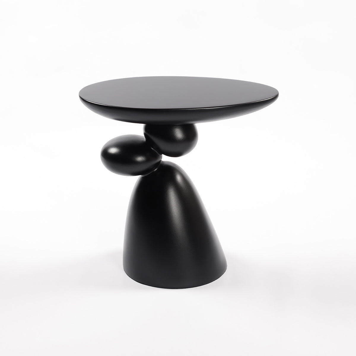 Lucky Stone Modern Minimalist Corner Table, Fiberglass Coffee Table in Black, 20.1 x 11.4 x 19.7 inches