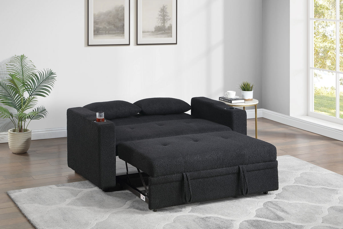 Easton Black Sherpa Sleeper Sofa