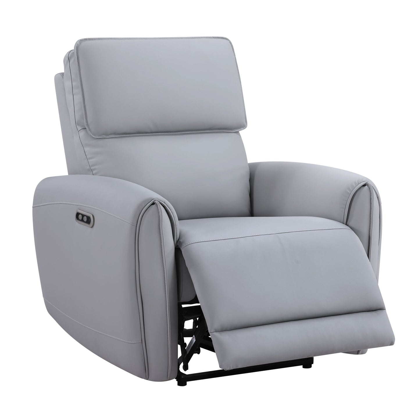 Jeromie Gray PU Leather Power Motion Recliner w/ USB Port