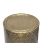Corbin Hammered Antique Gold Metal Cylindrical Side Table 16"