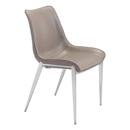 Magnus Dining Chair (Set of 2) in Brown & Silver