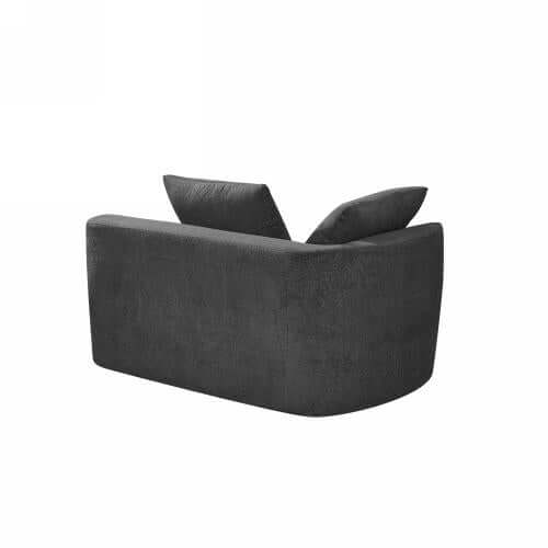 Modern Low Profile Modular Curved Foam Sofa 116' (4 Colors) in sleek dark fabric with curved design and back cushions.