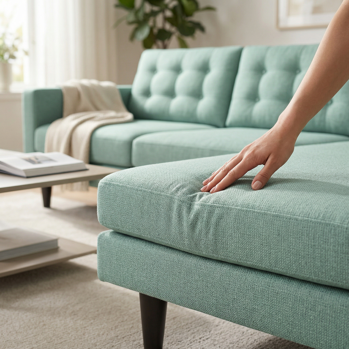Talmadge Sectional Sofa – 120" L-Shaped, Made in USA - Leslie Robins Egg - Fabric (6)