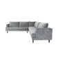 Silver Velvet L-Shaped Corner Sofa Sectional 110'