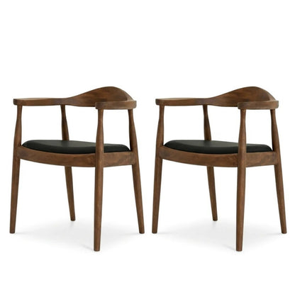Kelly Black Leather Dining Chair – 31" Mid-Century Solid Wood Dining Chair