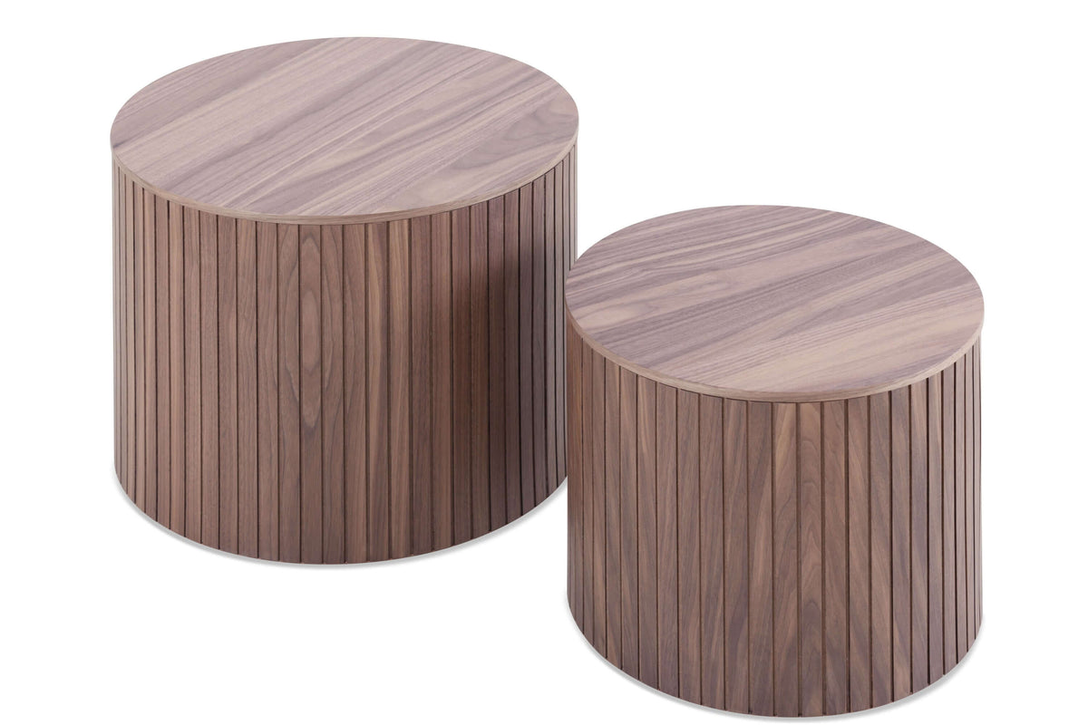 Handcrafted MDF Round Accent Table Set (2-Piece) – Nesting Side Tables with Storage (2 Colors) featuring a modern design.