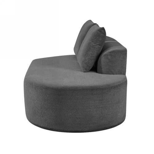 Modern Low Profile Modular Curved Foam Sofa 116' (4 Colors) in gray with curved silhouette and soft cushions.