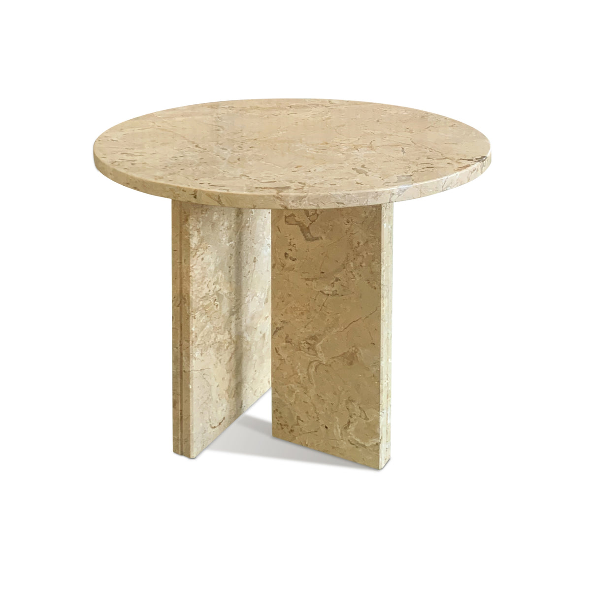 Gold Yellow Beige Natural Marble Coffee Table - Ø17.7 h15.8 Inch, Genuine Marble