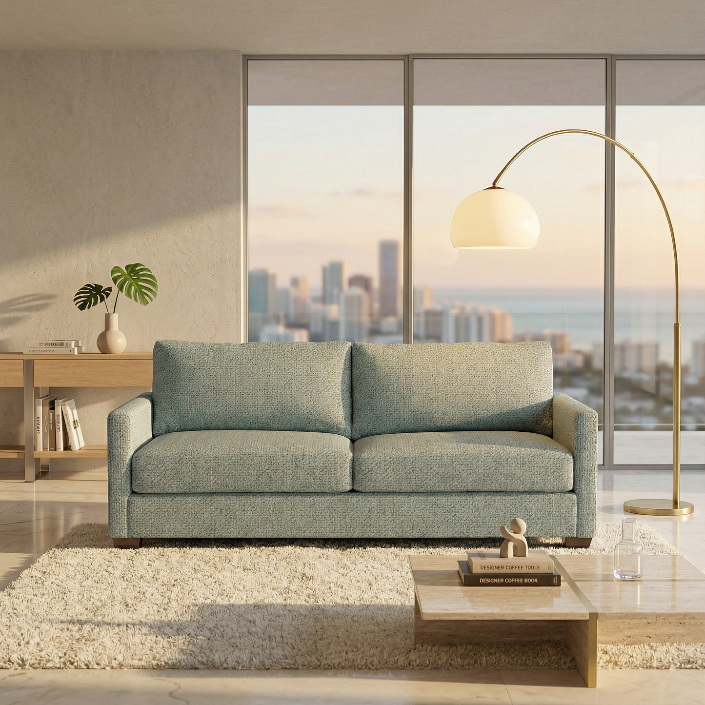 Damon American-Made Sofa – 92" Custom-Fabric Sofa - Leslie Robins Egg - Fabric (2)