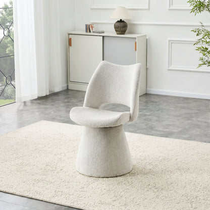 Wolcott Off-White Velvet Swivel Dining Chair – 24.6" Hollow-Back Upholstered Chair