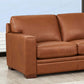 Dillon MCM Leather L-Shaped Corner Sofa Sectional with brown leather upholstery and modern design.
