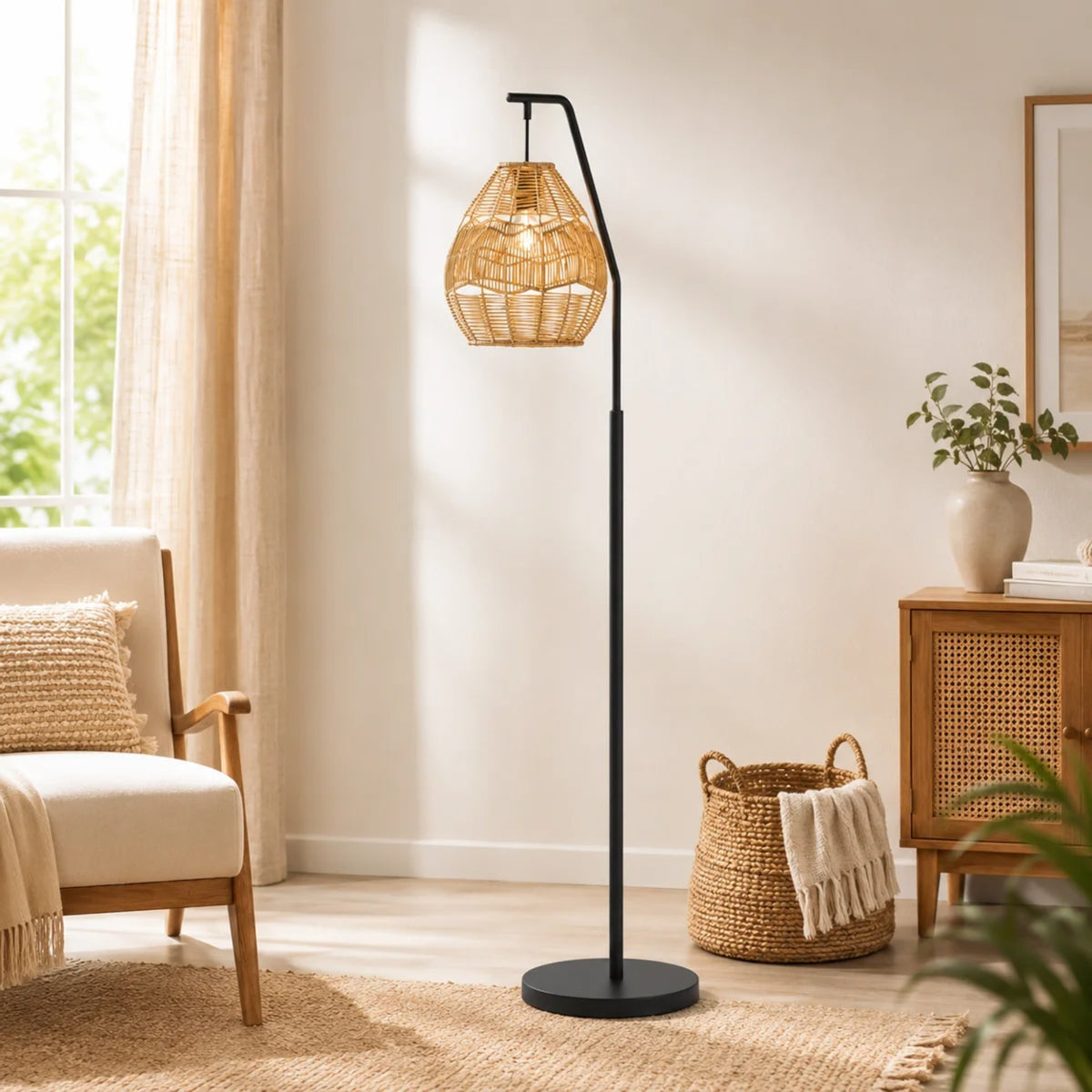 Ferris Rattan Arc Floor Lamp