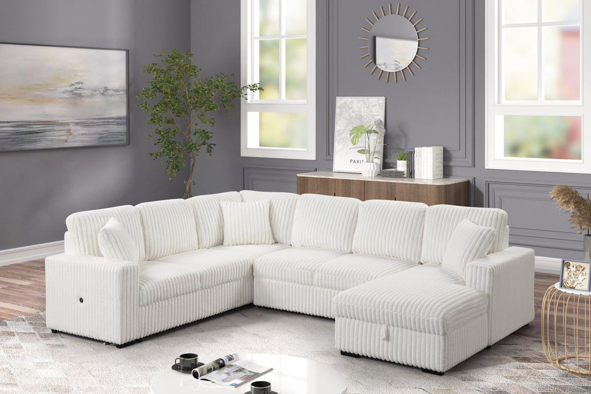 Jorvik sectional sofa in cream velvet