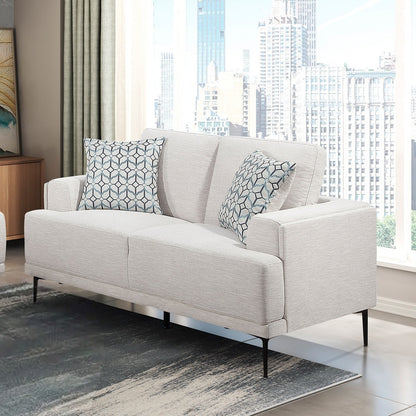 Ellery Chenille Loveseat – 63.5" Taupe Contemporary 2-Seat Sofa with Pillows
