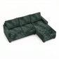 Damon L-Shaped Sectional Sofa – 120" Chaise Sectional in Fabric & Velvet - Velvet Antique Charcoal Green (9)