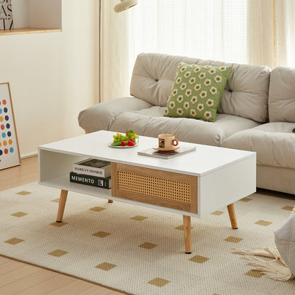 Elric White Solid Wood Coffee Table – 41.3" Coffee Table