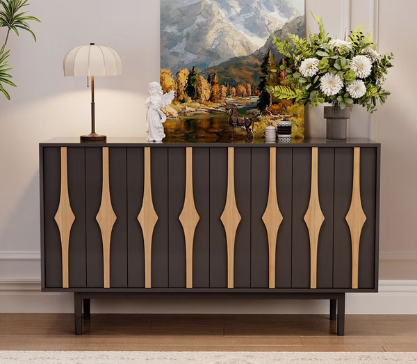 Odette Black Slatted-Door Sideboard – 62.9