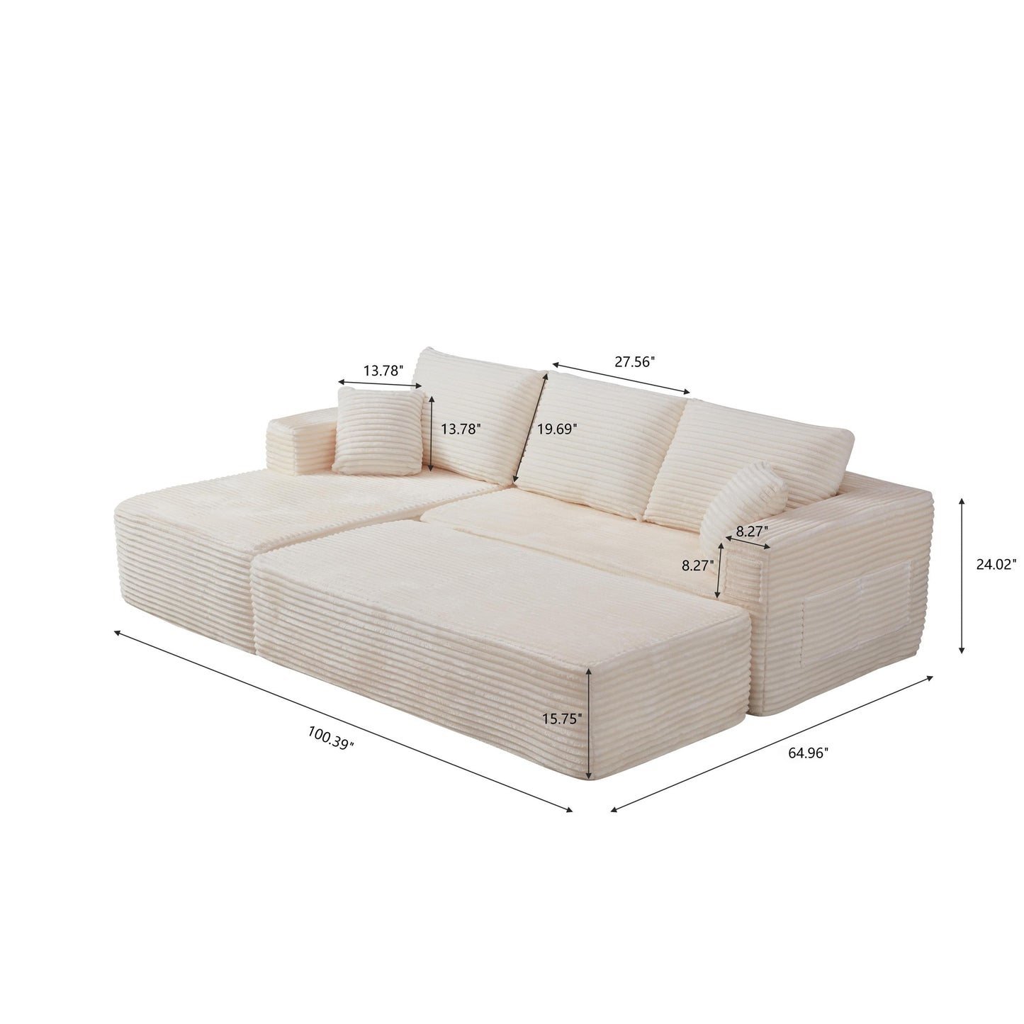 Emberly Modular Sectional Sofa Beige L-Shape