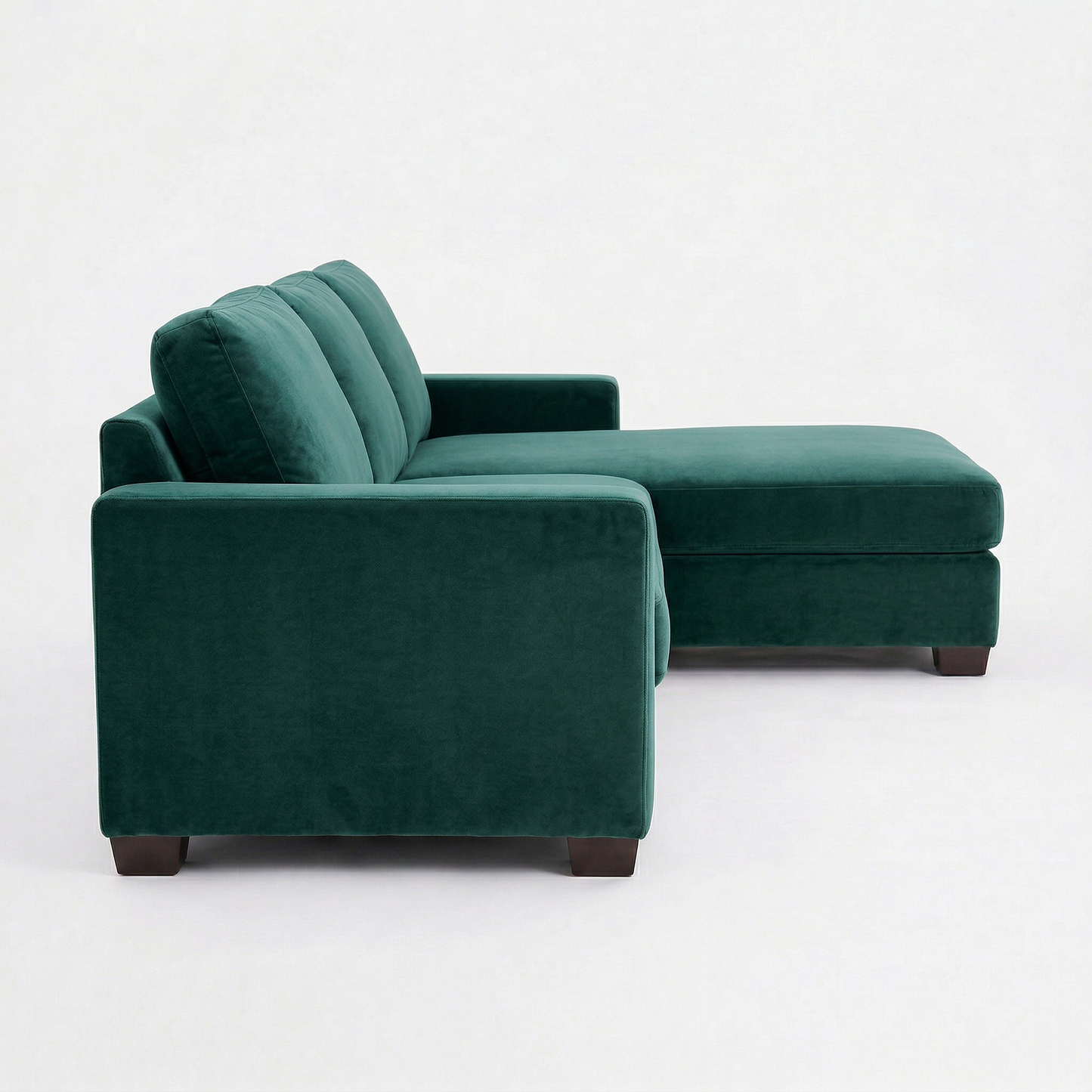 Damon L-Shaped Sectional Sofa – 120" Chaise Sectional in Fabric & Velvet - Velvet Antique Kelly Green - Velvet (11)