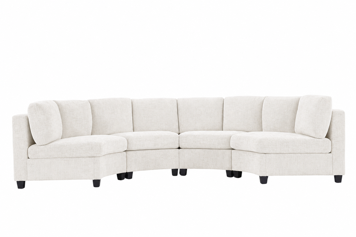 Rosalind Chenille Curved Modular Sectional – 4-Seat Sofa - Beige (12)