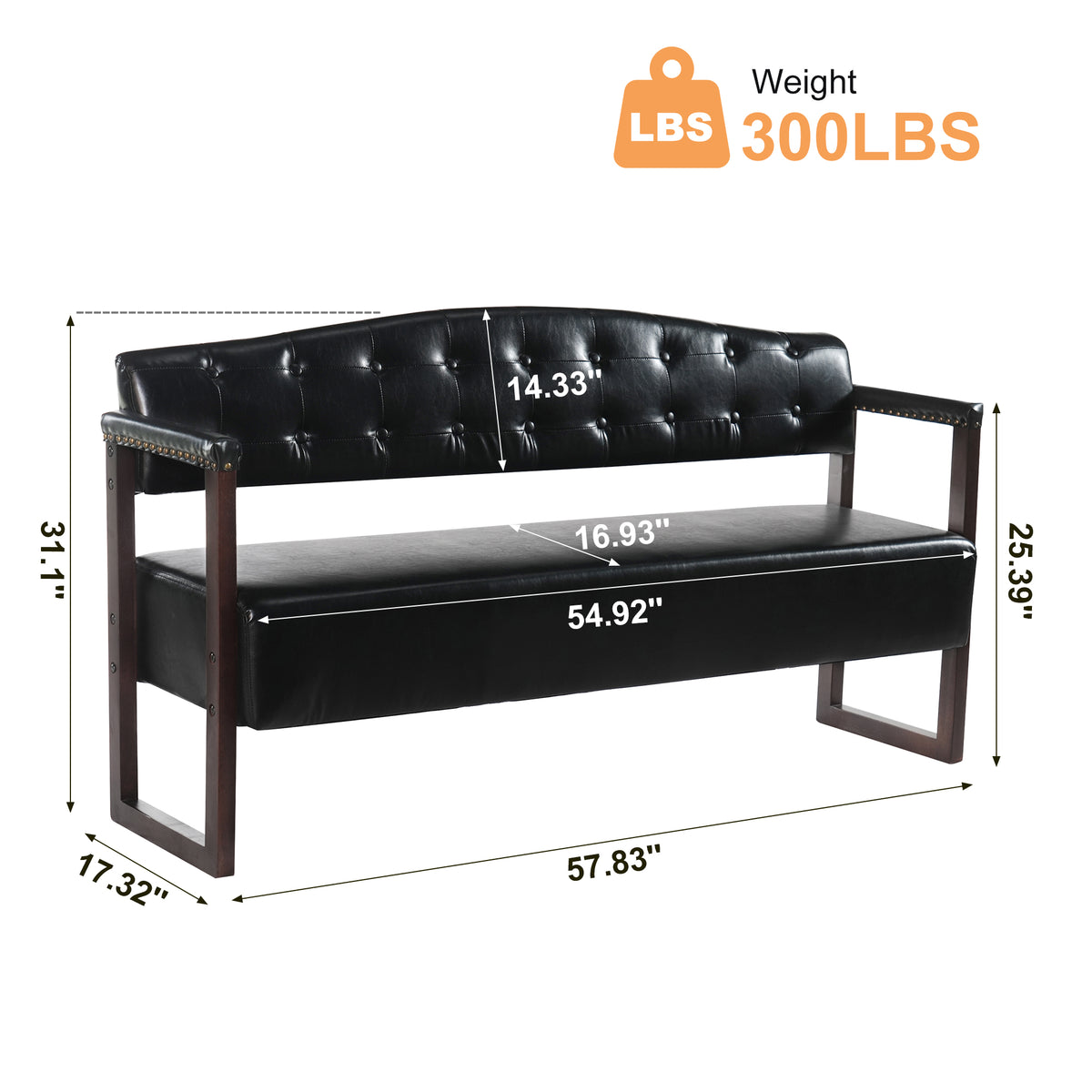 Ludlow Button-Tufted Faux Leather Bench Set