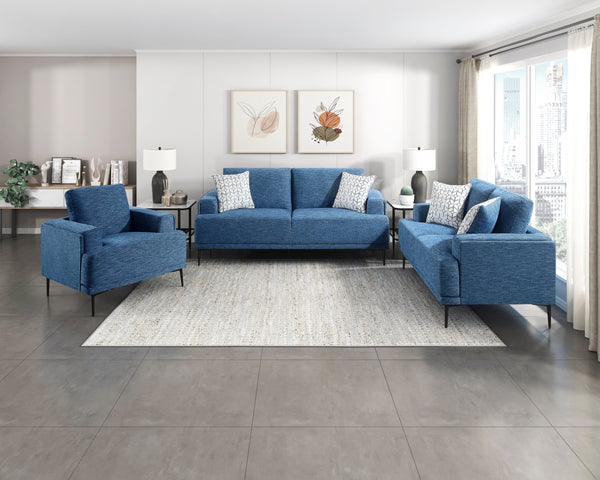 Ainsley Blue Chenille 3-Piece Sofa Set – 83