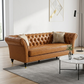 Barrington Chesterfield faux leather sofa in light brown