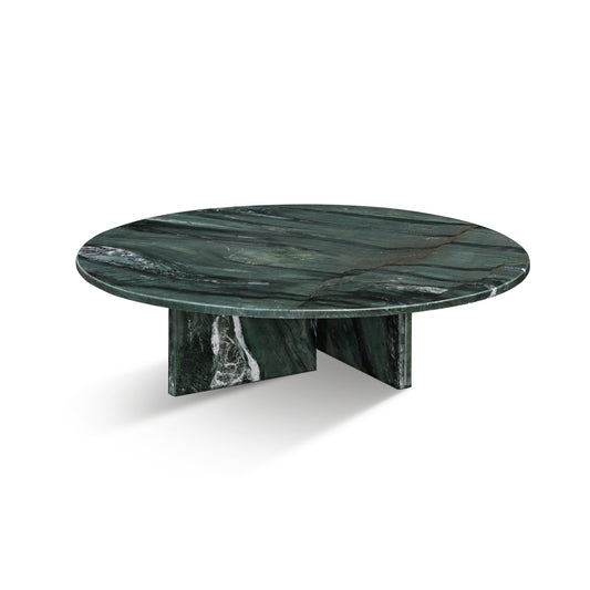 Vesna Marble Round Coffee Table in Diamond Green, 35.4" Round