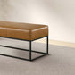 Odessa Genuine Leather Bench – 48” Modern Leather Bench with Metal Frame (Tan)