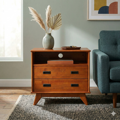 Draper Teak Brown Rubberwood Nightstand