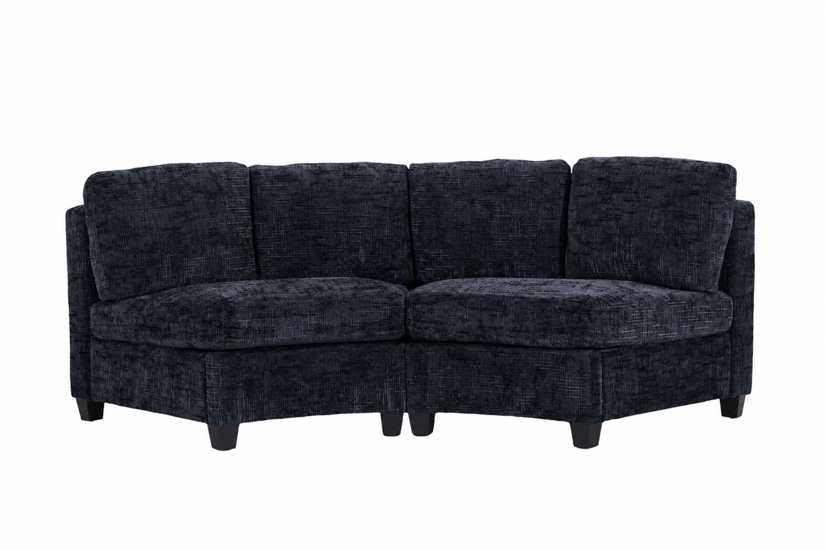 Sorrel Curved Modular Sectional Sofa – Chenille, 4 Colors - Black (9)