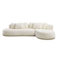 Rounded L-Shaped Chaise Sofa Sectional in Cream with plush cushions, perfect for lounging and modern decor.