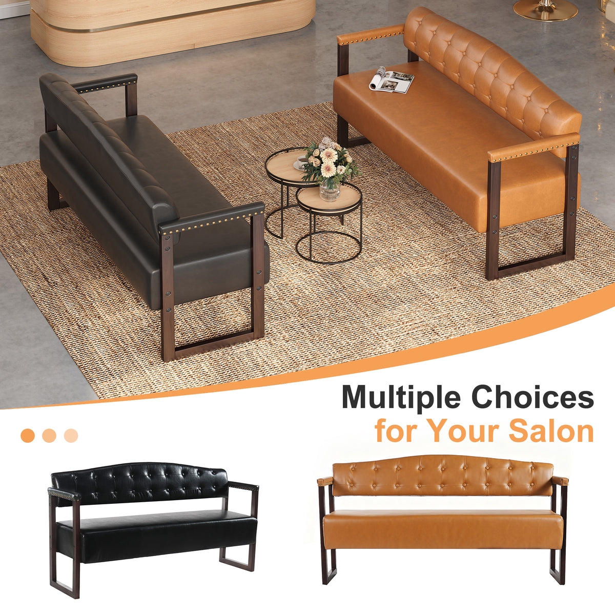 Ludlow Button-Tufted Faux Leather Bench Set