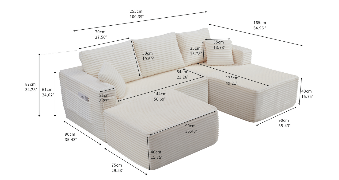 Bradwell Beige Right-Side Chaise