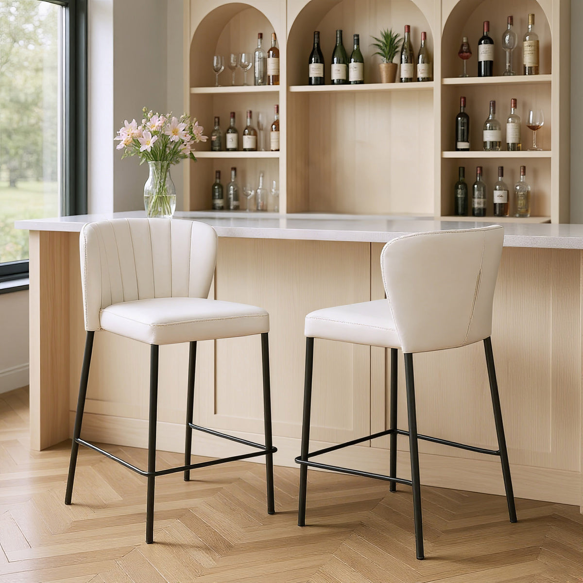 Linz Counter Stool (Set of 2) in Cream