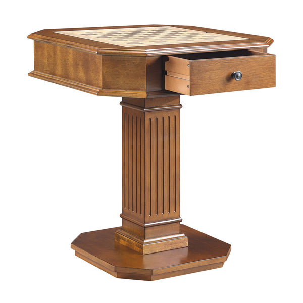 Galini Walnut Finish Game Table (Reversible Game Tray)