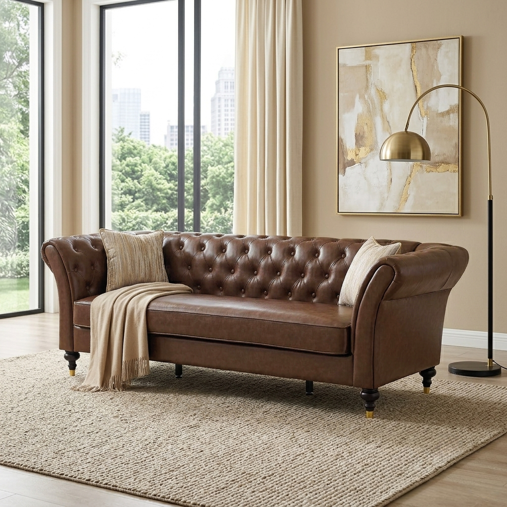 Barrington Faux Leather Chesterfield Sofa