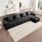 Dorin Corduroy Modular Sectional in Black, 4-Seat L-Shape