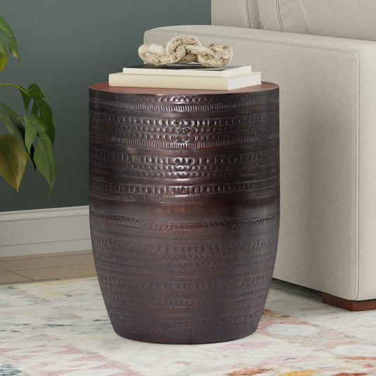Johnsen Tribal Pattern Metal Accent Table
