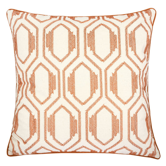 Geometric Embroidered Cotton Throw Pillow